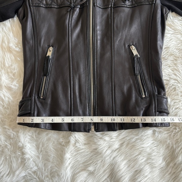 MICHAEL Michael Kors Black Hooded Quilted Leather Jacket Small - Picture 8 of 11